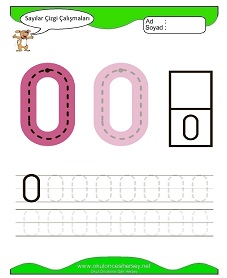 okul öncesi çocuklar için 0 Rakamı Çizgi çalışma sayfaları